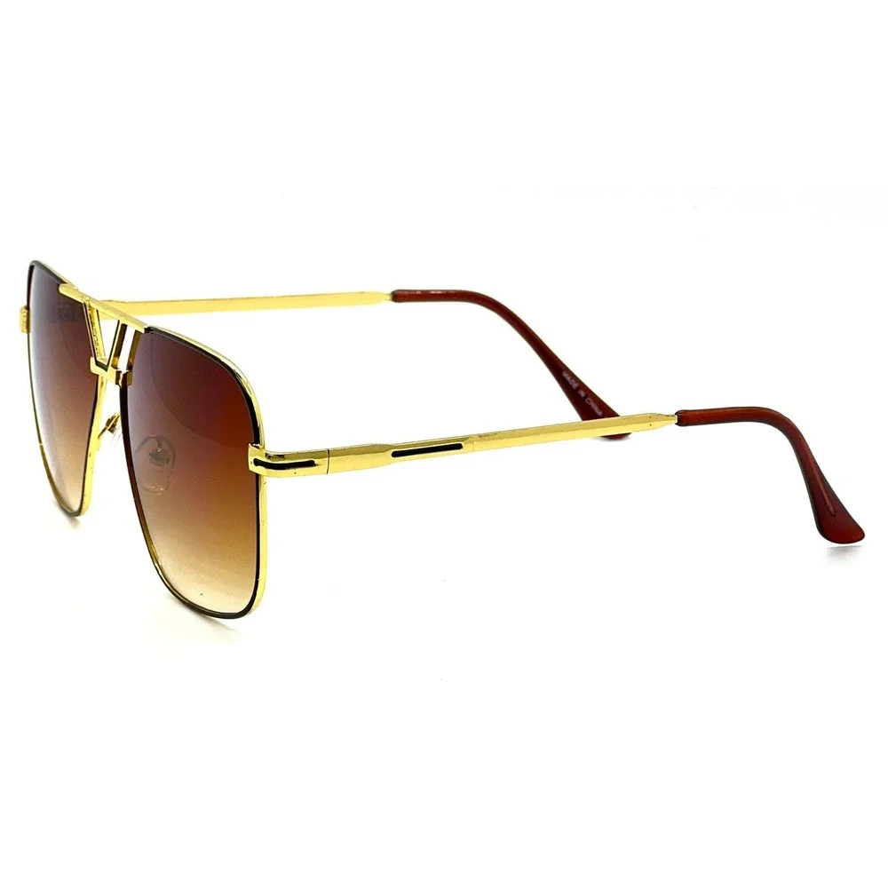 Men Sunglasses Gold Brown Lens UV400 Retro Putdoor Street Wear Square Lentes New